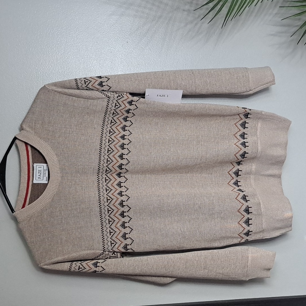 Faze 1 Oat Fairisle Sweater Sz Large 14/16 New PTP:17.5" L:25"